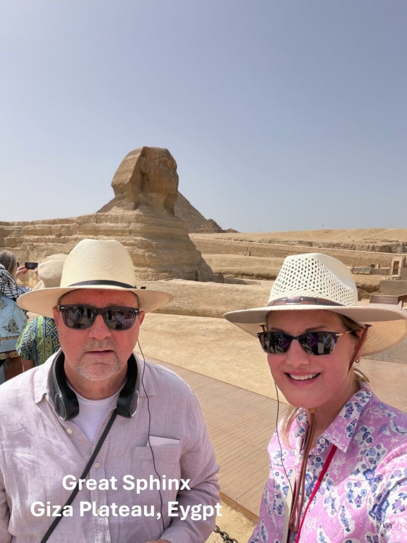 Realtor Jack Foster of Kerri Real Estate and his wife visit the Great Sphinx of Giza in Egypt